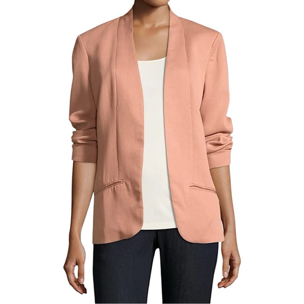 Eileen Fisher Women’s Open Front Long Sleeve Blazer Jacket Blush Pink Size Small